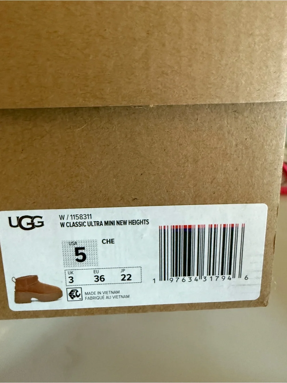 Authentic UGG Kids Classic Ultra Mini New Heights Boots in Chestnut